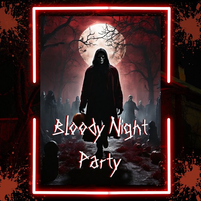 Scary Bloody Night Adult Halloween Party  Invitation (Creator Uploaded)
