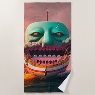 Scary boat beach towel