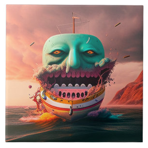 Scary boat ceramic tile