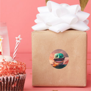 Scary boat classic round sticker