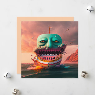 Scary boat holiday card