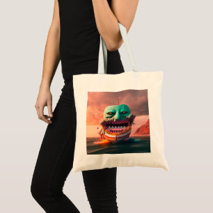 Scary boat tote bag