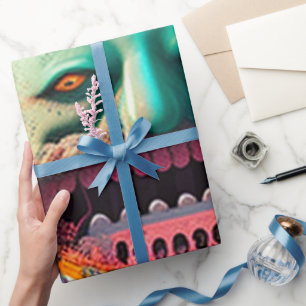 Scary boat wrapping paper