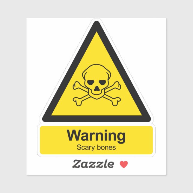 Scary bones parody toxic warning sign sticker (Sheet)