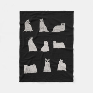 Scary Boo Cute Ghost Cat Kitty Vintage Halloween C Fleece Blanket