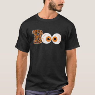 Scary Boo Eyeball Leopard Print Halloween Costume T-Shirt
