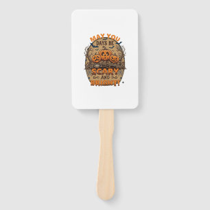 Scary Bright Halloween Pumpkins Bats Broomstick_1 Hand Fan