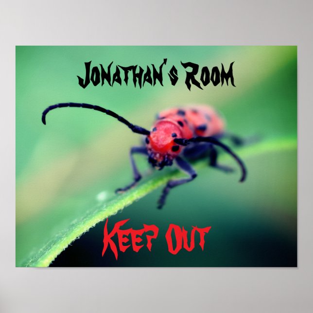 Scary Bug Kids Room Personalised Wall Door  Poster (Front)