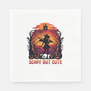 Scary But Cute Halloween Bat Girl Pumpkins Haunted Napkin