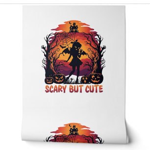 Scary But Cute Halloween Bat Girl Pumpkins Haunted Wallpaper