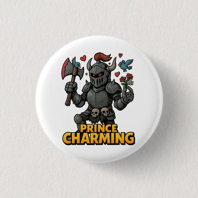Scary Cartoon Knight  – “Price Charming 3 Cm Round Badge (Front)