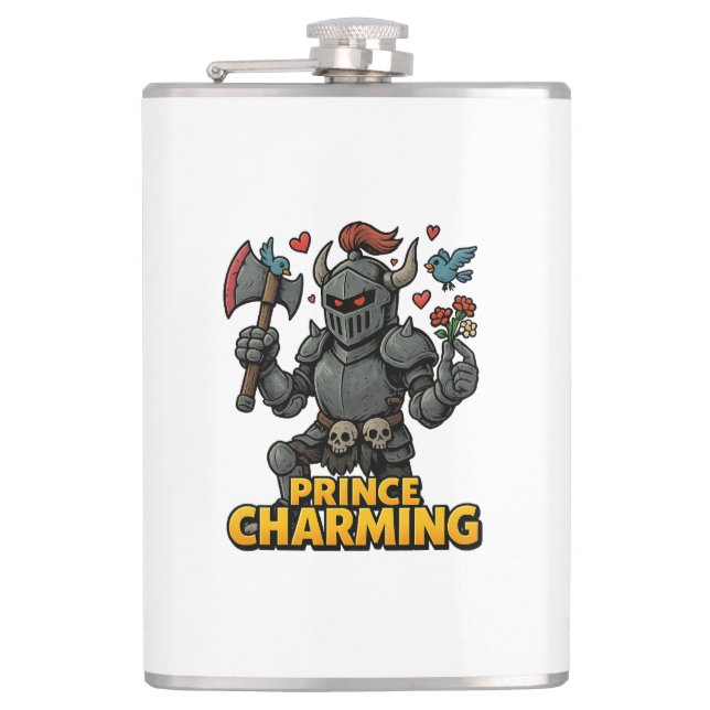 Scary Cartoon Knight  – “Price Charming Hip Flask (Front)