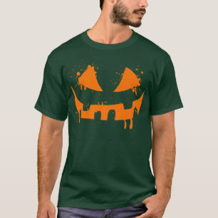 Scary Carved Pumpkin Halloween JackOLantern Face T-Shirt