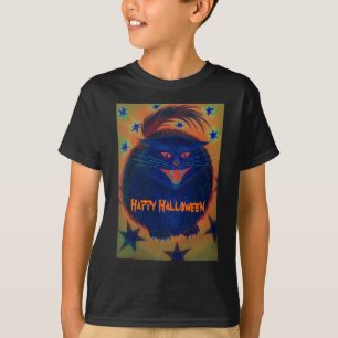 Scary Cat Blue 'Happy Halloween' t-shirt