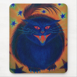 Scary Cat Blue mousepad vertical