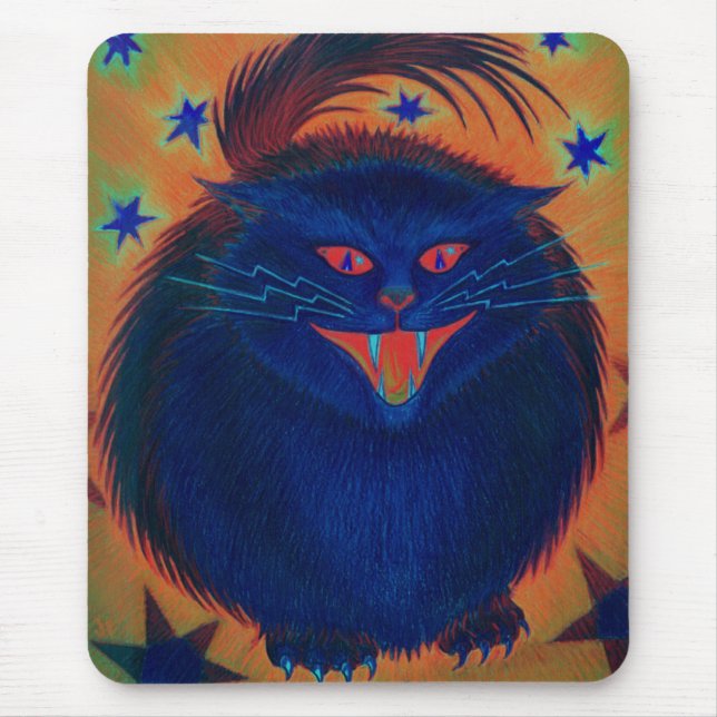 Scary Cat Blue mousepad vertical (Front)