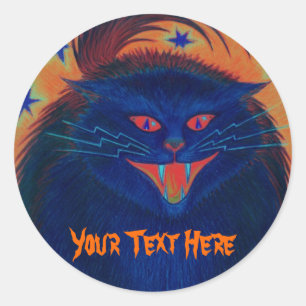 Scary Cat Blue 'Your Text' sticker