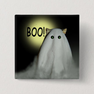 Scary Cat Halloween Square Pin