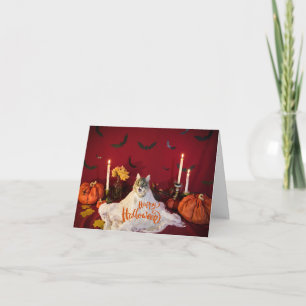Scary Cat in Funny Halloween Costume Card