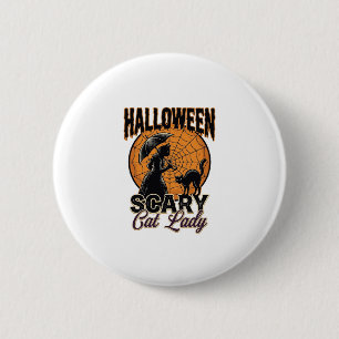 Scary Cat Lady Halloween Witch Web Vintage Shirt_1 6 Cm Round Badge