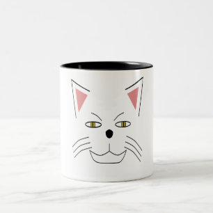scary cat meow meow Two-Tone coffee mug