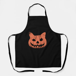 Scary Cat Pumpkin Jack O Lantern Halloween Mens Wo Apron