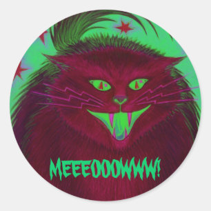 Scary Cat Red 'MEEEOOOWWW!' sticker