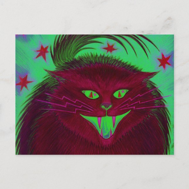 Scary Cat Red postcard horizontal (Front)