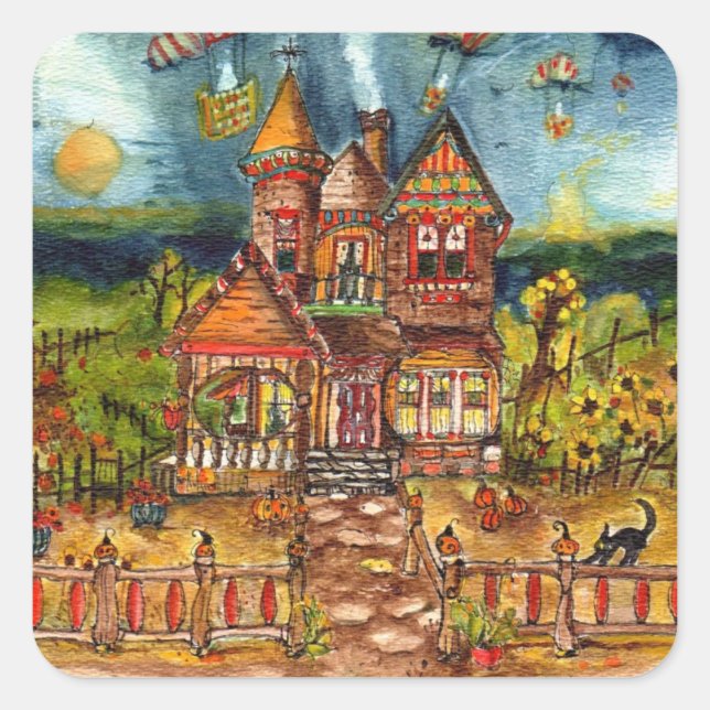 Scary Cat Square Sticker (Front)