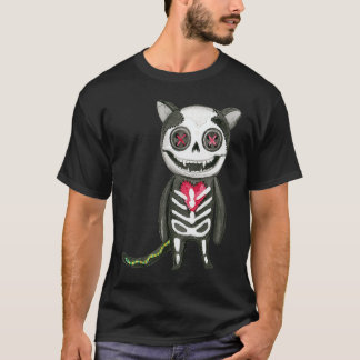 Scary Cat Sugar Skull Calavera Dia De Los Muertos  T-Shirt