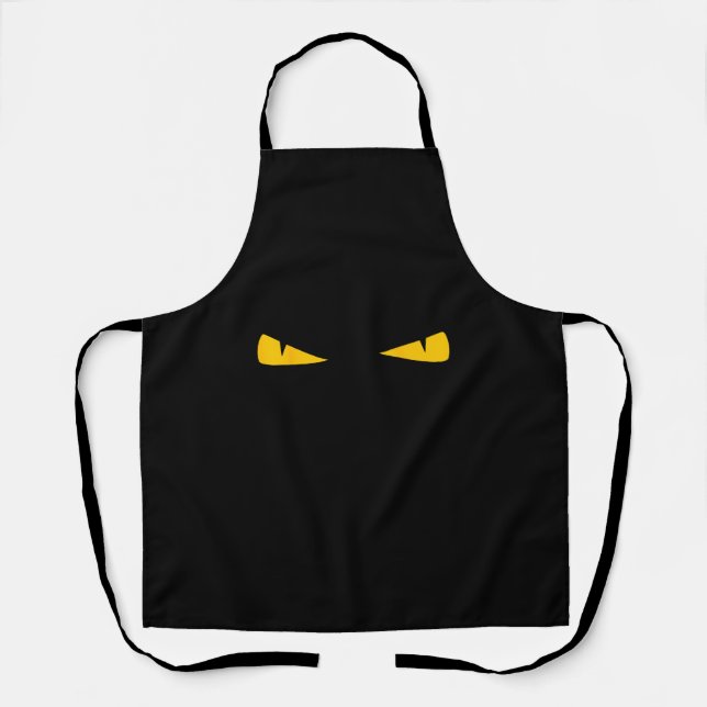 scary cat yellow eyes apron (Front)