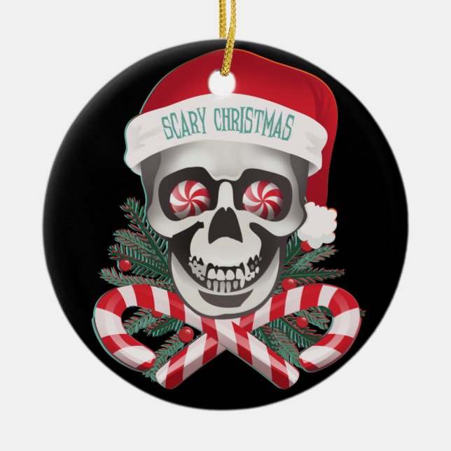 Scary Christmas Funny Skull Ornament (Front)
