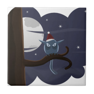 scary christmas owl ceramic tile
