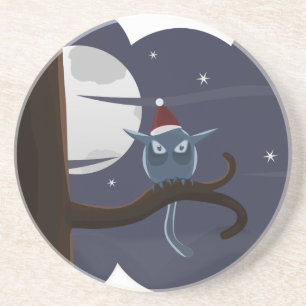 scary christmas owl coaster