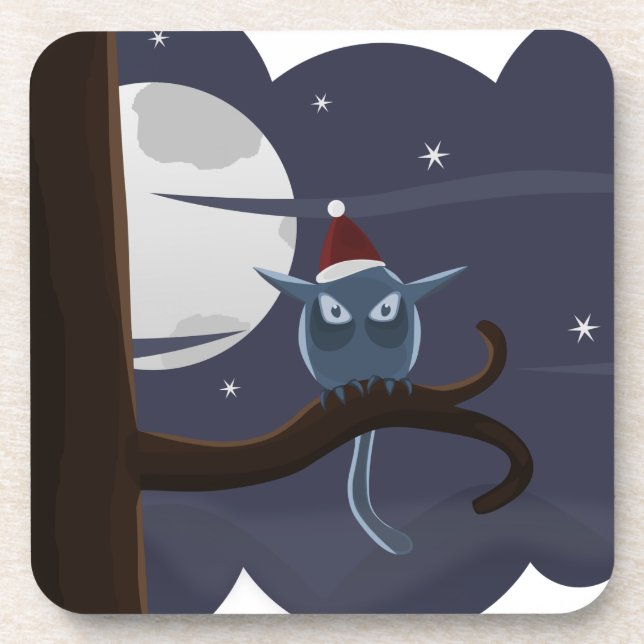 scary christmas owl coaster (Front)
