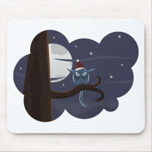 scary christmas owl mouse pad