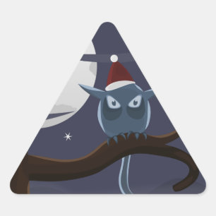 scary christmas owl triangle sticker