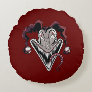 Scary Clown Face Halloween Design Round Cushion