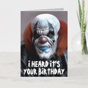 SCARY CLOWN FUNNY BIRTHDAY SNUGGLE Greeting Card