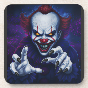 Scary Clown Hard Plastic Coaster