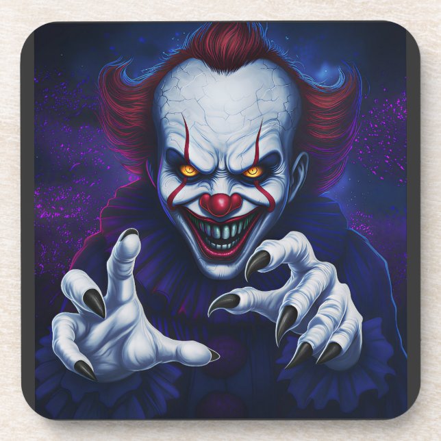 Scary Clown Hard Plastic Coaster (Front)