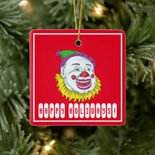 Scary Clown Horror Ceramic Ornament
