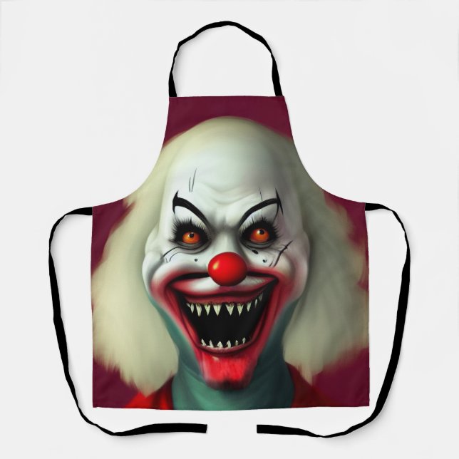 scary clown horror portrait ugly monster Halloween Apron (Front)