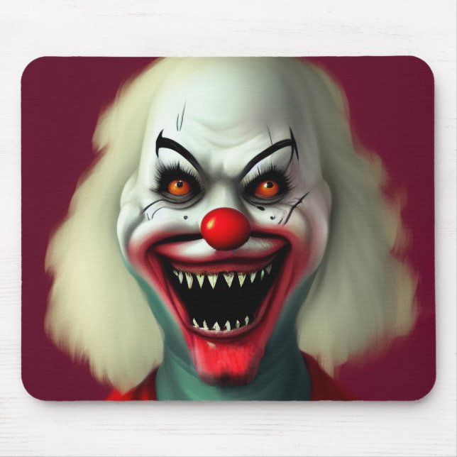 scary clown horror portrait ugly monster Halloween Mouse Pad (Front)