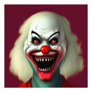 scary clown horror portrait ugly monster Halloween Photo Print