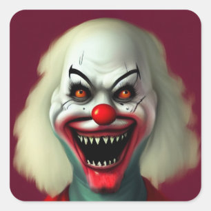 scary clown horror portrait ugly monster Halloween Square Sticker