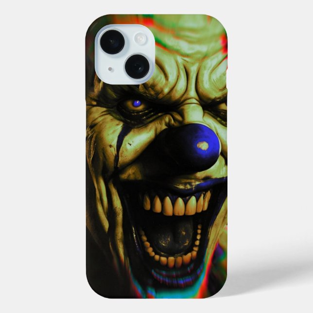 Scary clown iPhone 15 phone case (Back)
