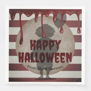 Scary Clown Shadow Creepy Carnival Halloween Napkin