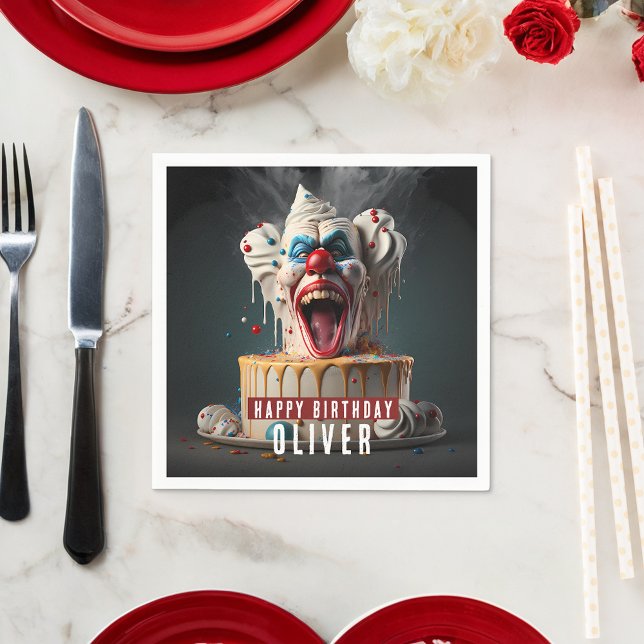 Scary Clown Themed Customisable Birthday Napkins (Creator Uploaded)
