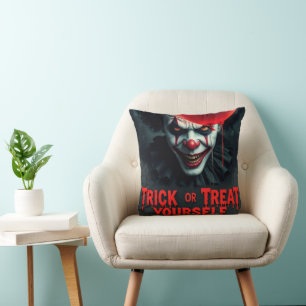 Scary Clown Trick or Treat Yourself Cushion